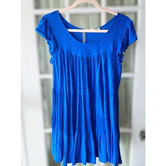Kori America Women’s Size Small Blue Tiered Mini Dress • Ruffled Cap Sleeves - Picture 10 of 10